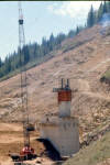 Intake tower rises from base
